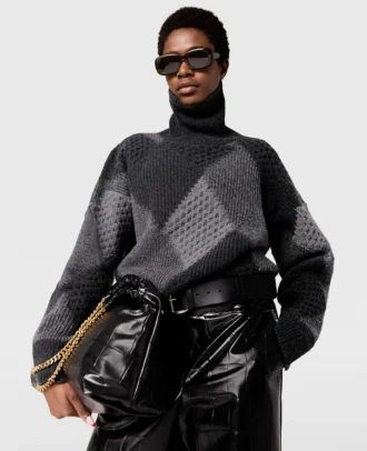 Argyle-Rollkragenpullover