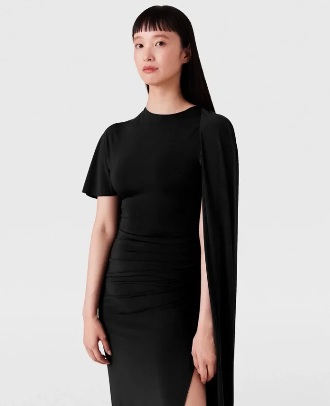 Asymmetrisches Cape-Maxikleid