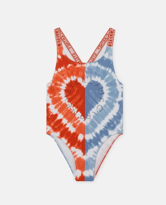 Badeanzug mit Herz-Tie-Dye-Grafik