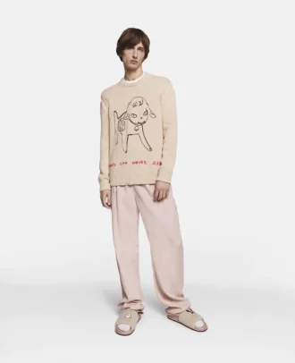 Baumwoll-Sweatshirt mit Schaf-Stickerei