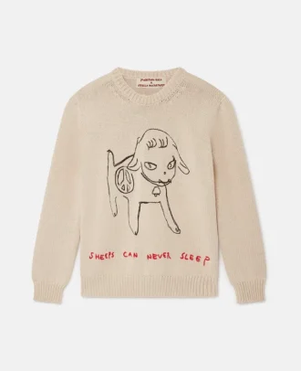 Baumwoll-Sweatshirt mit Schaf-Stickerei
