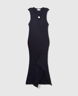 Baumwollkleid mit Rippstrick