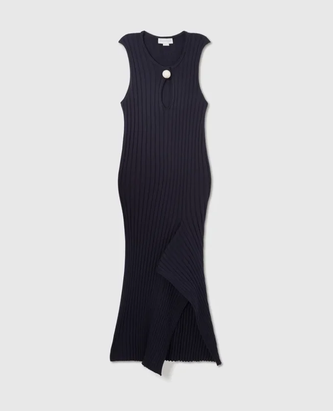 Baumwollkleid mit Rippstrick