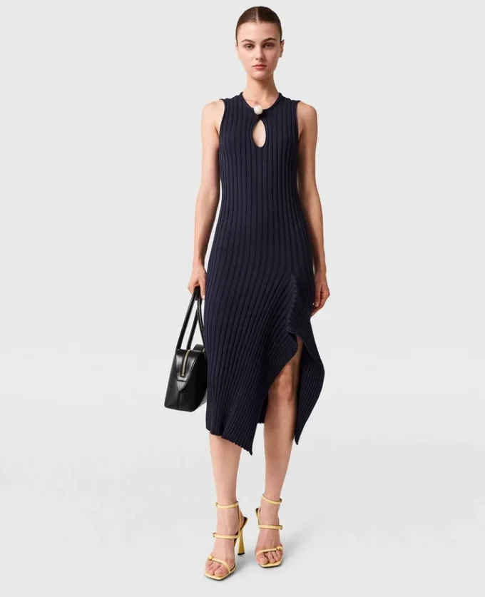 Baumwollkleid mit Rippstrick