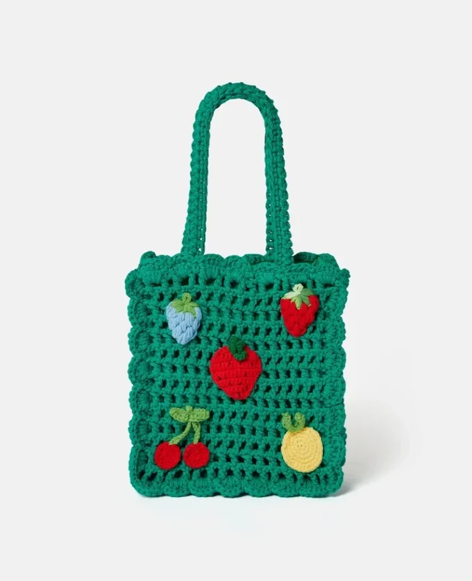 Beere Bestickte Häkel-Tasche