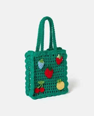 Beere Bestickte Häkel-Tasche