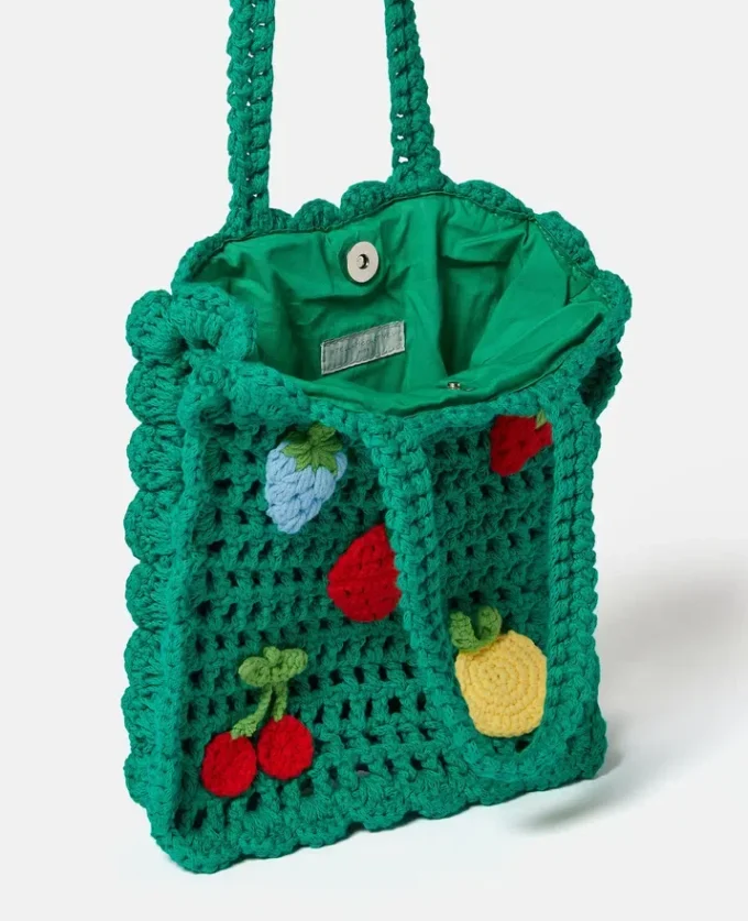 Beere Bestickte Häkel-Tasche
