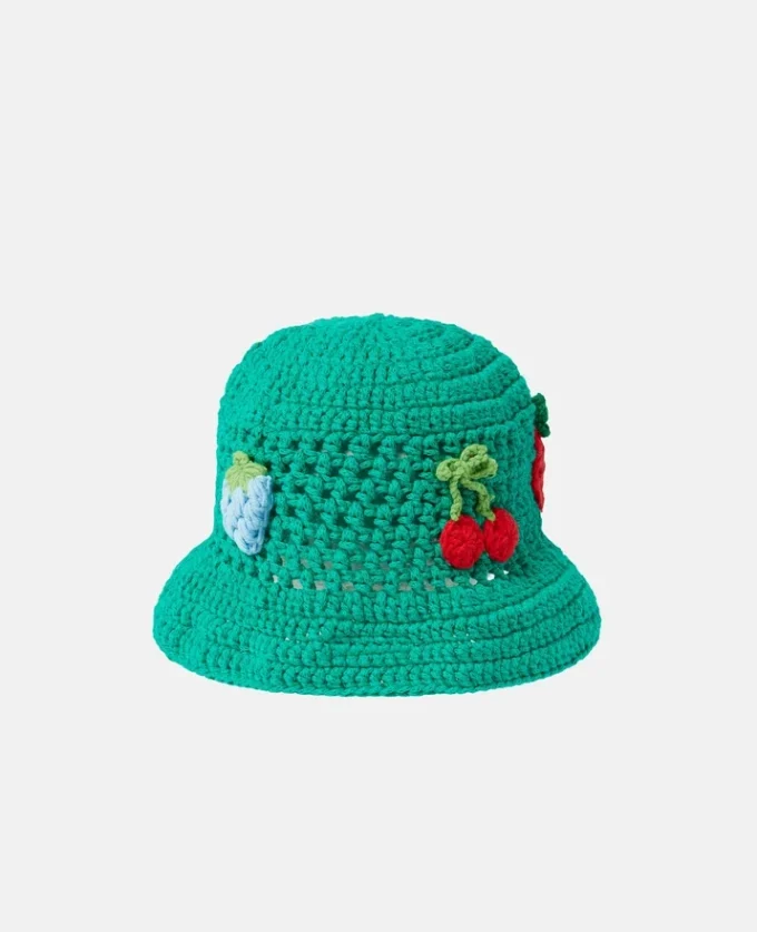 Beerenbestickter Häkel-Bucket-Hat