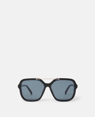 Übergroße quadratische Sonnenbrille mit Metallsteg
