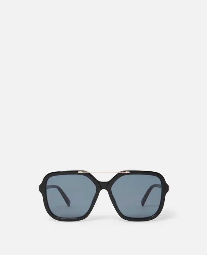 Übergroße quadratische Sonnenbrille mit Metallsteg