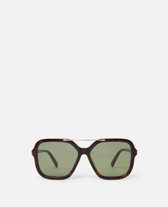 Übergroße quadratische Sonnenbrille mit Metallsteg