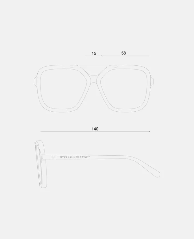 Übergroße quadratische Sonnenbrille mit Metallsteg