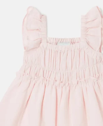 Blumenbesticktes Kleid aus Leinenmischung
