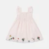 Blumenbesticktes Kleid aus Leinenmischung