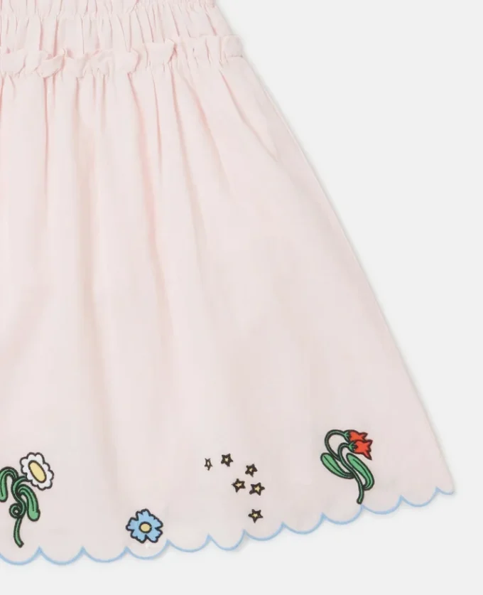 Blumenbesticktes Kleid aus Leinenmischung
