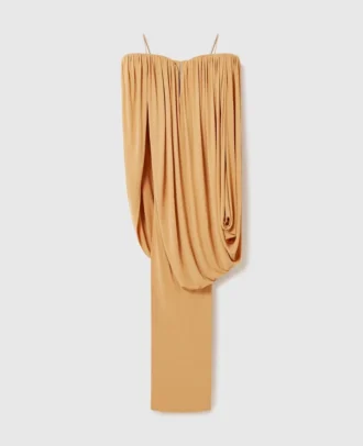 Cape-Ärmel-Kleid aus plissiertem Crêpe