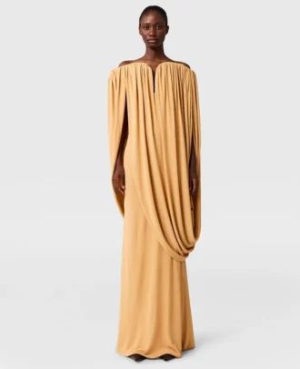 Cape-Ärmel-Kleid aus plissiertem Crêpe