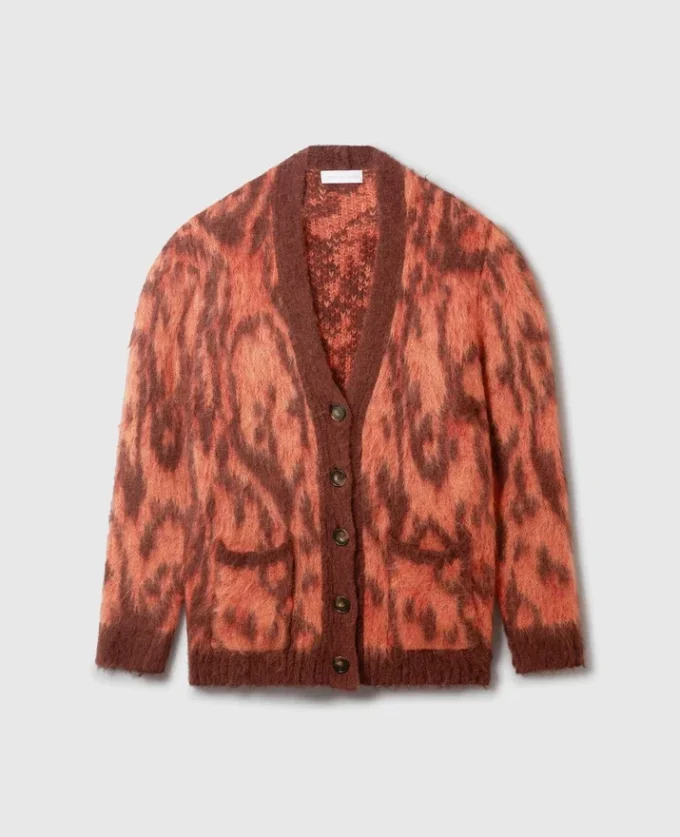 Cloud Leopard Cardigan mit V-Ausschnitt