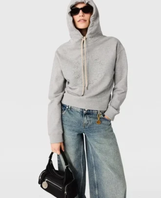 Cropped Hoodie mit Logo-Stickerei