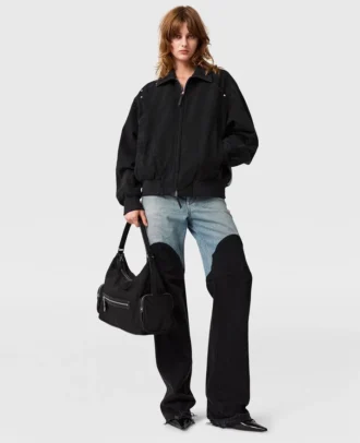 Denim-Jeans mit Patchwork-Einsätzen