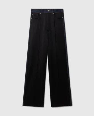 Denim-Jeans mit weitem Bein und Satin-Einsätzen