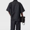 Satin-Einsatz-Kurzarm-Jeanshemd