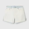 Denim-Shorts mit Einsätzen