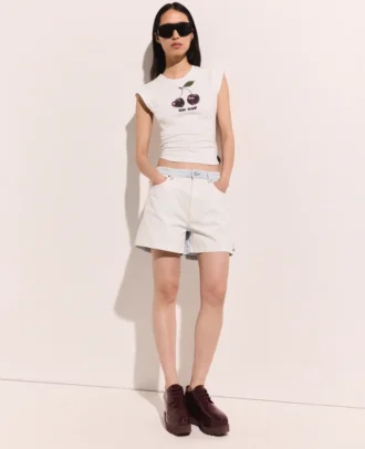 Denim-Shorts mit Einsätzen