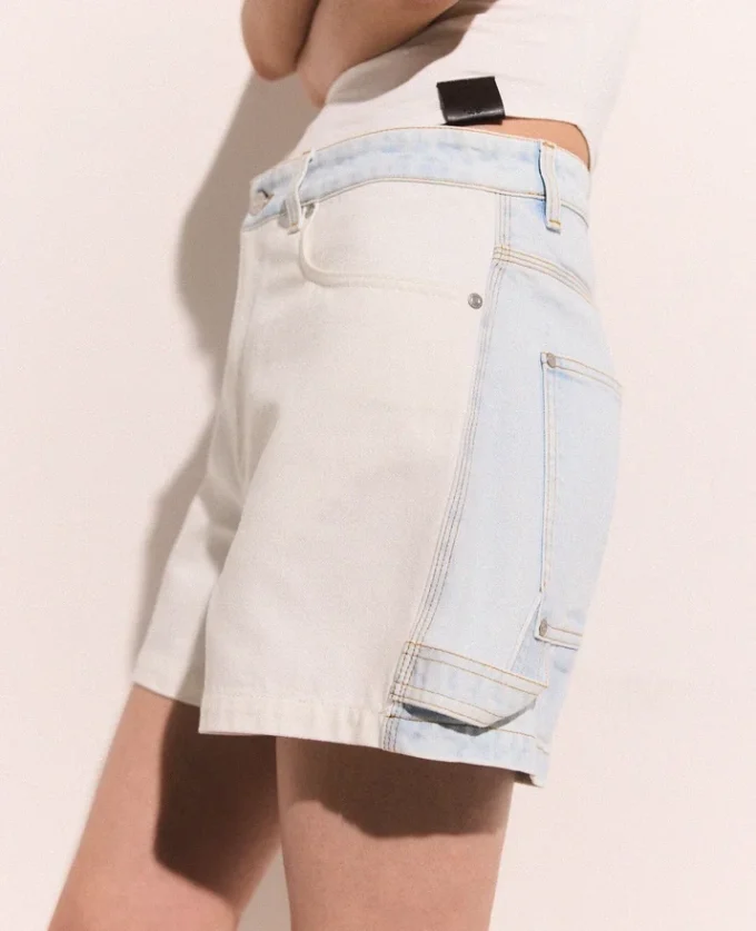Denim-Shorts mit Einsätzen