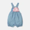 Denim-Strampler mit Marienkäfer-Stickerei