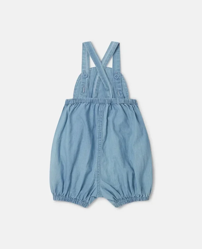 Denim-Strampler mit Marienkäfer-Stickerei