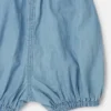 Denim-Strampler mit Marienkäfer-Stickerei