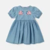 Denimkleid mit Marienkäfer-Stickerei