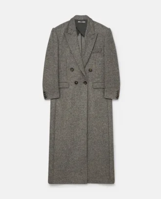 Doppelreihiger Tweed-Langmantel