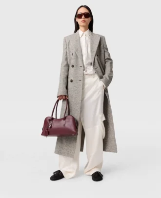 Doppelreihiger Tweed-Langmantel