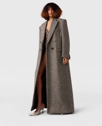 Doppelreihiger Tweed-Langmantel