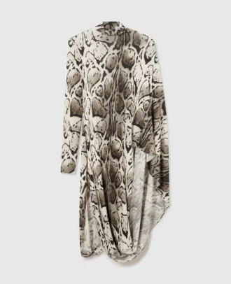 Drapiertes Midikleid mit Wolken-Leopardenmuster