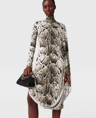 Drapiertes Midikleid mit Wolken-Leopardenmuster