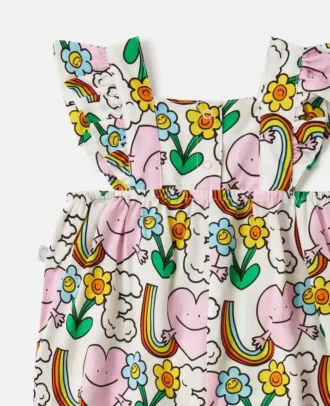 Earth Friends Print Romper mit Rüschen