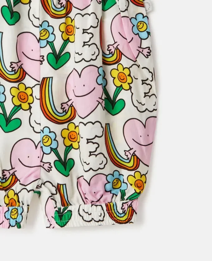 Earth Friends Print Romper mit Rüschen