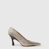 Elsa  Gewebte Metallic-Pumps mit Kitten-Absatz