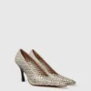 Elsa  Gewebte Metallic-Pumps mit Kitten-Absatz