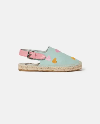 Espadrilles aus Canvas mit Herzstickerei