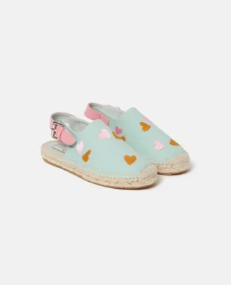 Espadrilles aus Canvas mit Herzstickerei