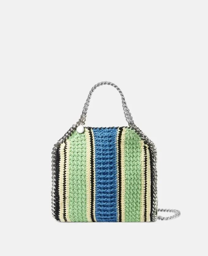 Falabella gestreifte Mini-Tasche aus Baumwollhäkelarbeit