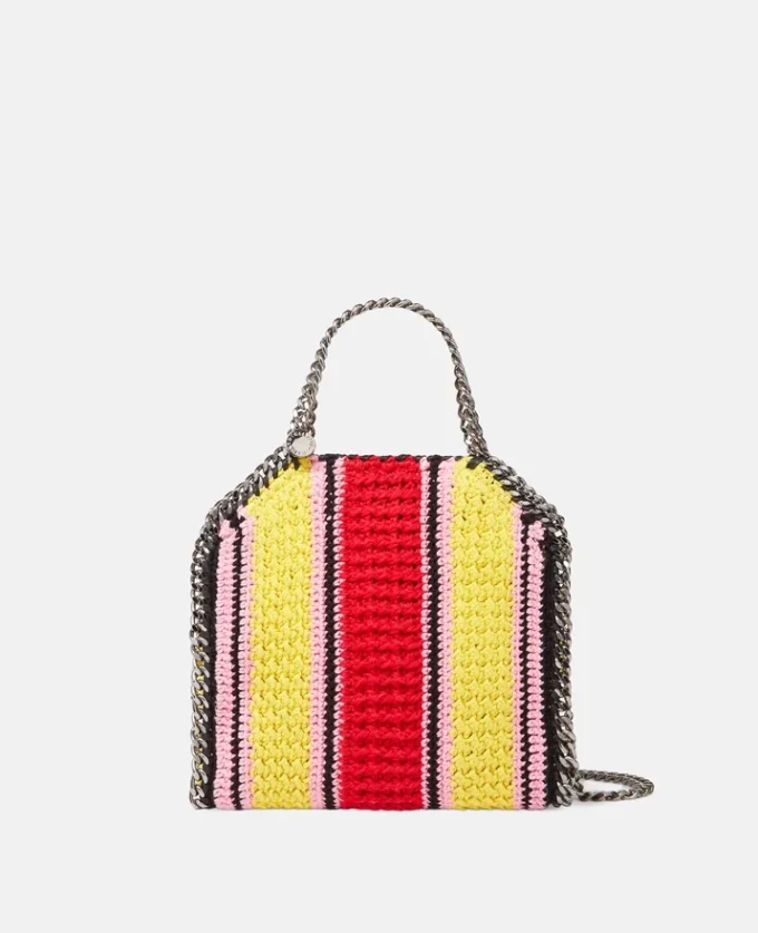 Falabella gestreifte Mini-Tasche aus Baumwollhäkelarbeit