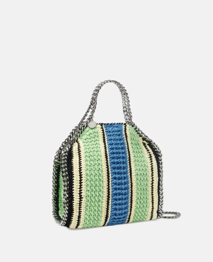 Falabella gestreifte Mini-Tasche aus Baumwollhäkelarbeit