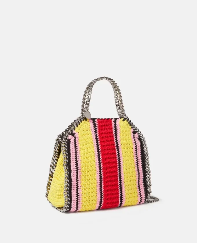 Falabella gestreifte Mini-Tasche aus Baumwollhäkelarbeit