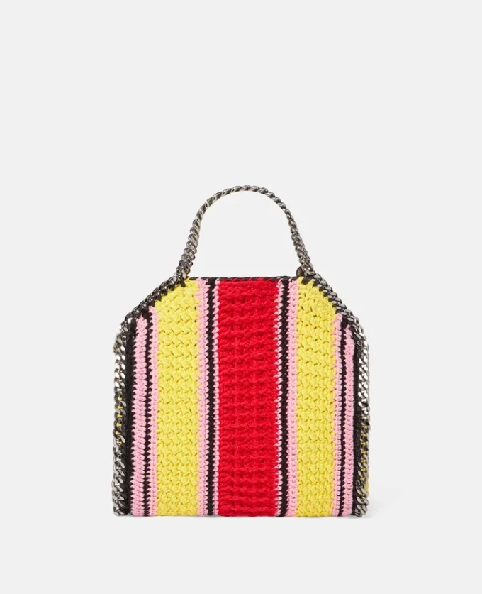 Falabella gestreifte Mini-Tasche aus Baumwollhäkelarbeit