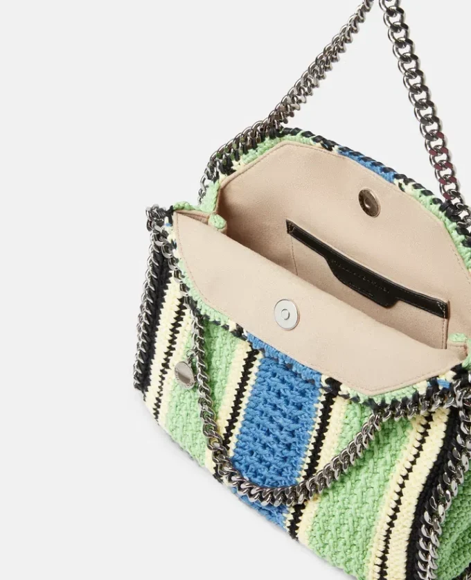 Falabella gestreifte Mini-Tasche aus Baumwollhäkelarbeit